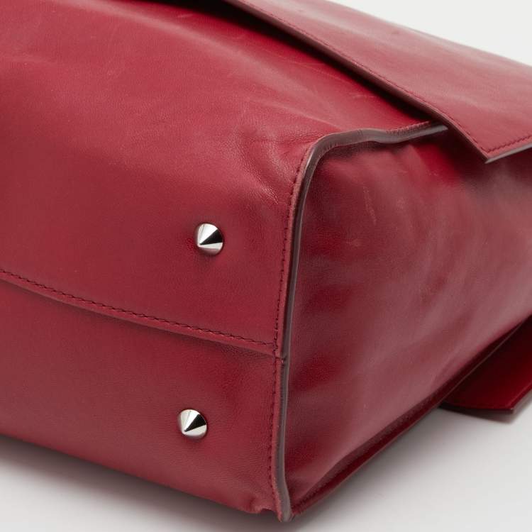 Pre Owned Givenchy Red Leather Shark Tooth Top Handle Bag