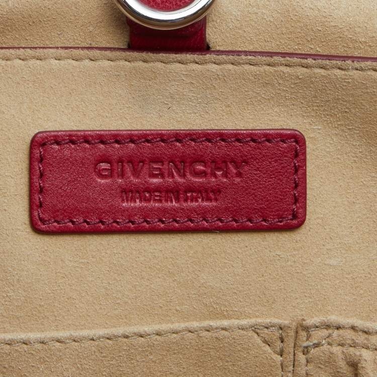 Pre Owned Givenchy Red Leather Shark Tooth Top Handle Bag