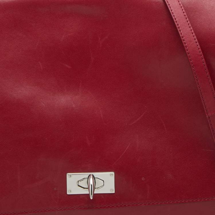 Pre Owned Givenchy Red Leather Shark Tooth Top Handle Bag