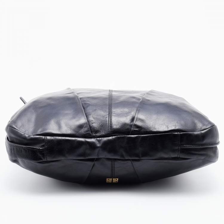 Pre Owned Givenchy Black Pleated Leather Hobo