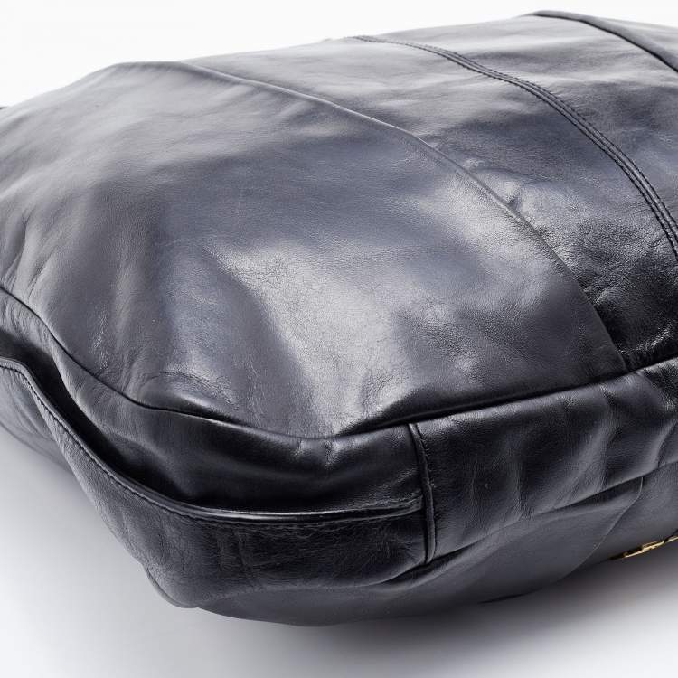 Pre Owned Givenchy Black Pleated Leather Hobo