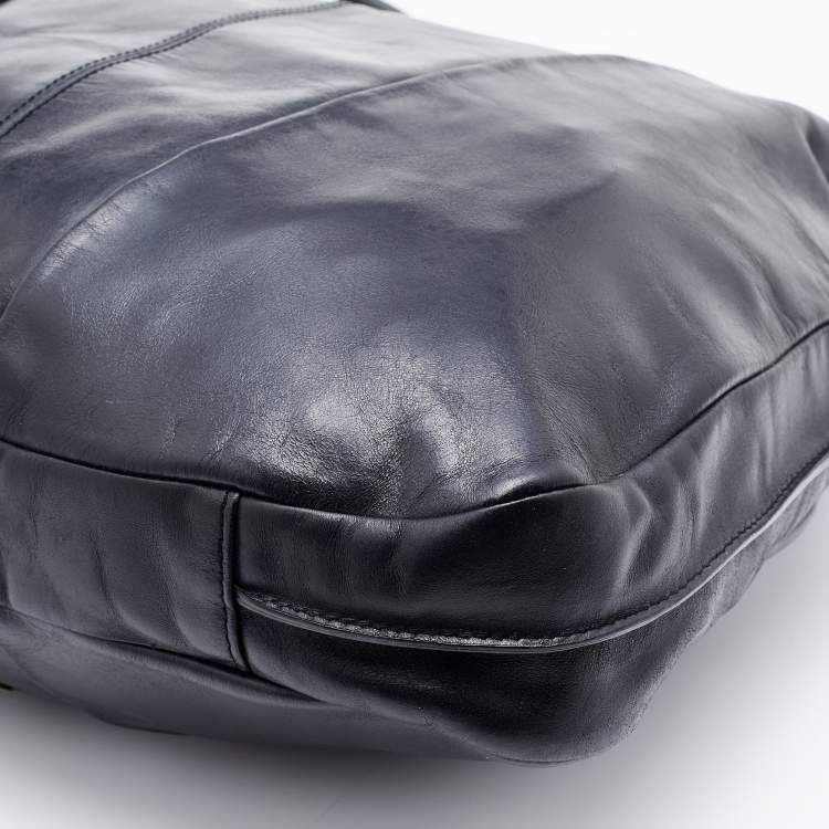 Pre Owned Givenchy Black Pleated Leather Hobo