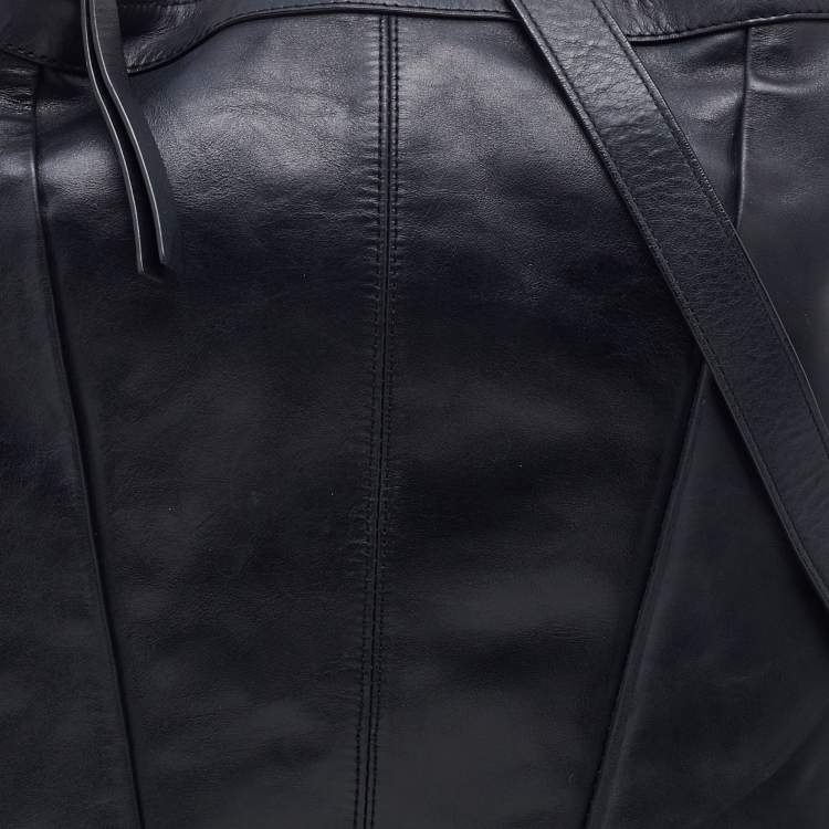 Pre Owned Givenchy Black Pleated Leather Hobo