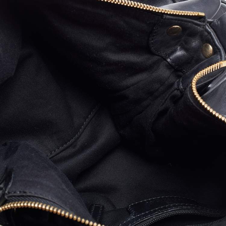 Pre Owned Givenchy Black Pleated Leather Hobo