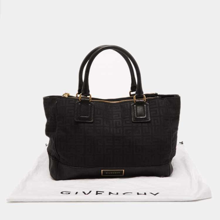 Pre Owned Givenchy Black Signature Canvas and Leather Double Zip Tote