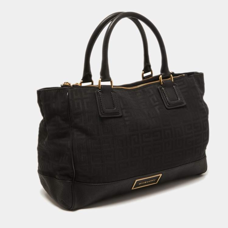 Pre Owned Givenchy Black Signature Canvas and Leather Double Zip Tote