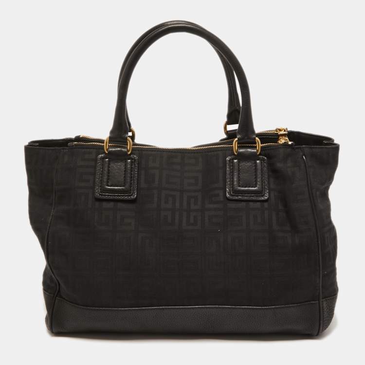 Pre Owned Givenchy Black Signature Canvas and Leather Double Zip Tote