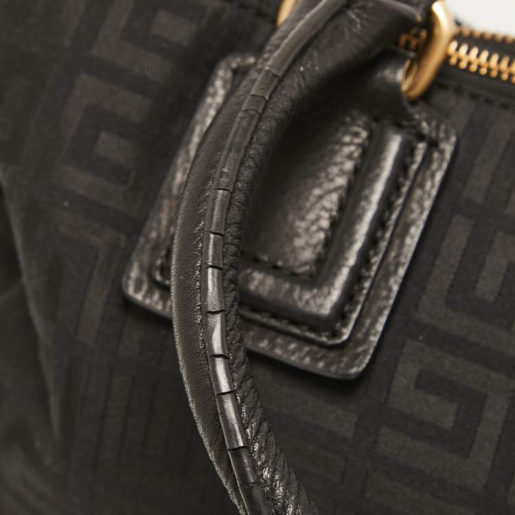 Pre Owned Givenchy Black Signature Canvas and Leather Double Zip Tote
