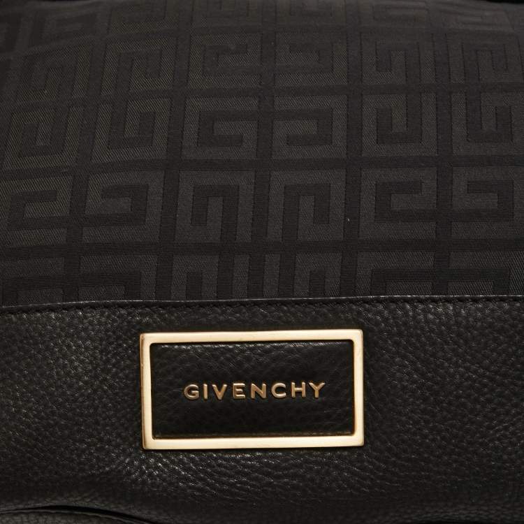 Pre Owned Givenchy Black Signature Canvas and Leather Double Zip Tote