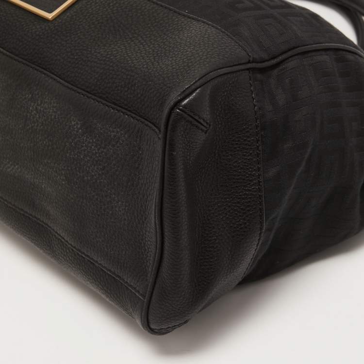 Pre Owned Givenchy Black Signature Canvas and Leather Double Zip Tote