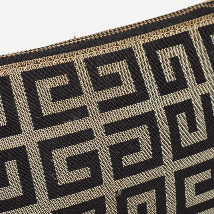 Pre Owned Givenchy Black Monogram Canvas and Leather Tassel Baguette Bag
