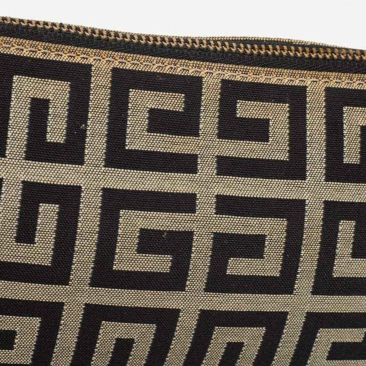 Pre Owned Givenchy Black Monogram Canvas and Leather Tassel Baguette Bag