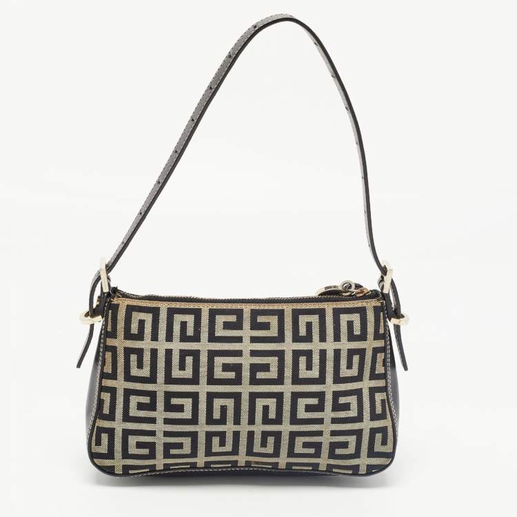 Pre Owned Givenchy Black Monogram Canvas and Leather Tassel Baguette Bag