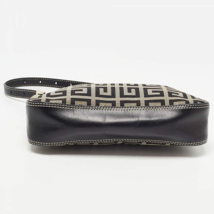 Pre Owned Givenchy Black Monogram Canvas and Leather Tassel Baguette Bag