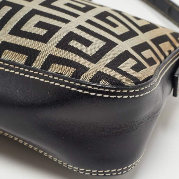 Pre Owned Givenchy Black Monogram Canvas and Leather Tassel Baguette Bag