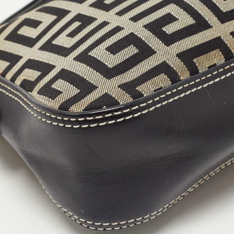 Pre Owned Givenchy Black Monogram Canvas and Leather Tassel Baguette Bag