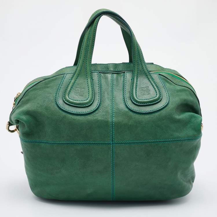 Pre Owned Givenchy Green Leather Medium Nightingale Satchel
