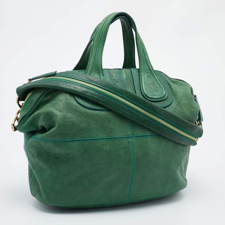 Pre Owned Givenchy Green Leather Medium Nightingale Satchel