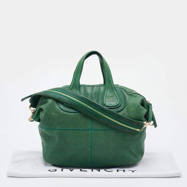 Pre Owned Givenchy Green Leather Medium Nightingale Satchel