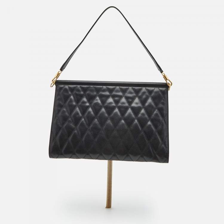 Pre Owned Givenchy Black Quilted Leather Large Gem Shoulder Bag