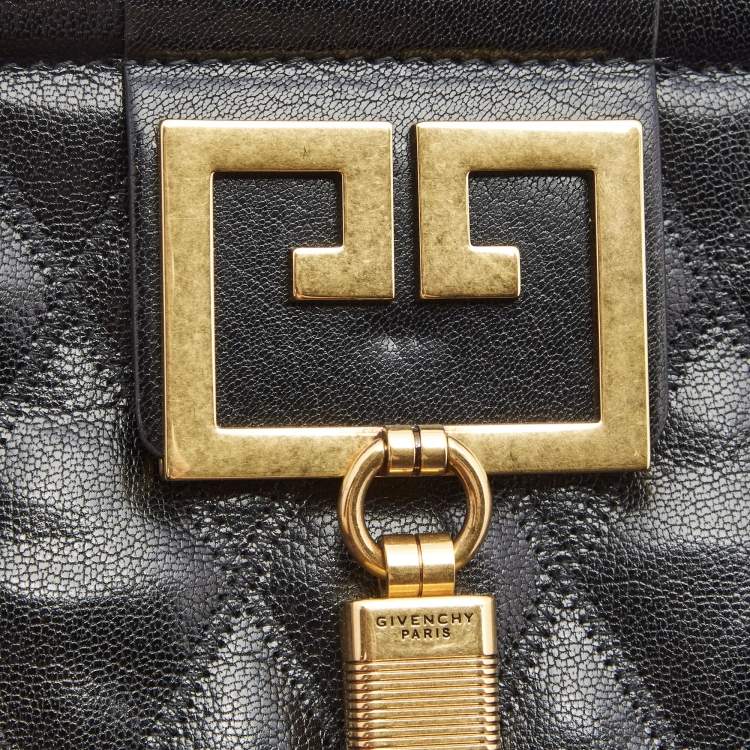 Pre Owned Givenchy Black Quilted Leather Large Gem Shoulder Bag
