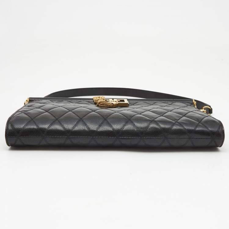 Pre Owned Givenchy Black Quilted Leather Large Gem Shoulder Bag