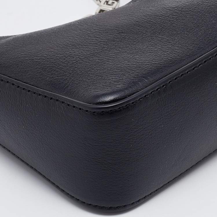 Pre Owned Givenchy Black Leather Mini Moon Cutout Shoulder Bag