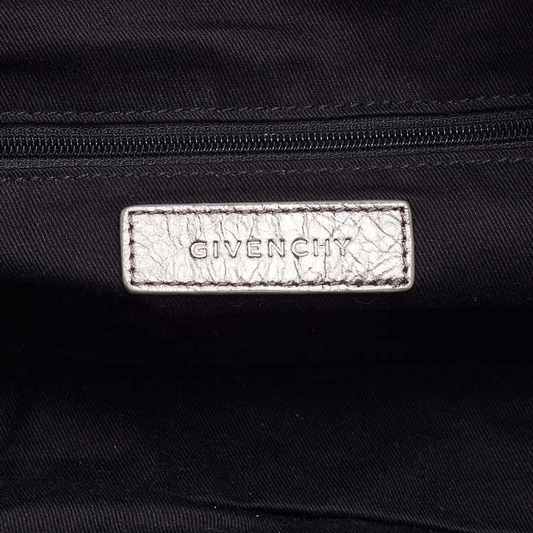 Pre Owned Givenchy Silver Leather Zip Duffle Bag