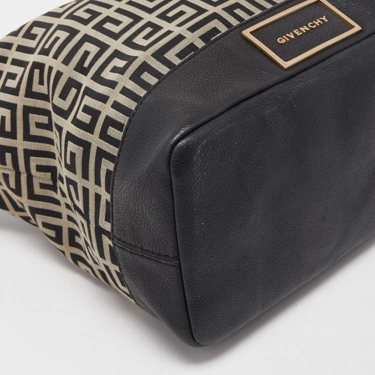 Pre Owned Givenchy Black/Grey Monogram Canvas and Leather Hobo