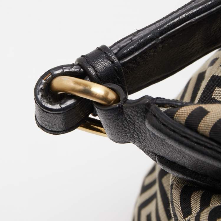 Pre Owned Givenchy Black/Grey Monogram Canvas and Leather Hobo
