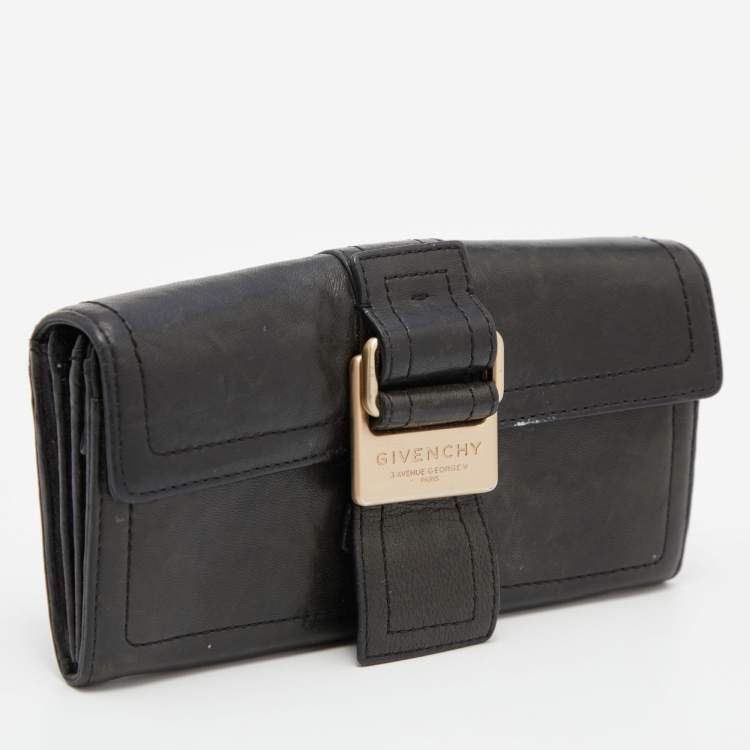 Pre Owned Givenchy Deep Green Leather Flap Continental Wallet