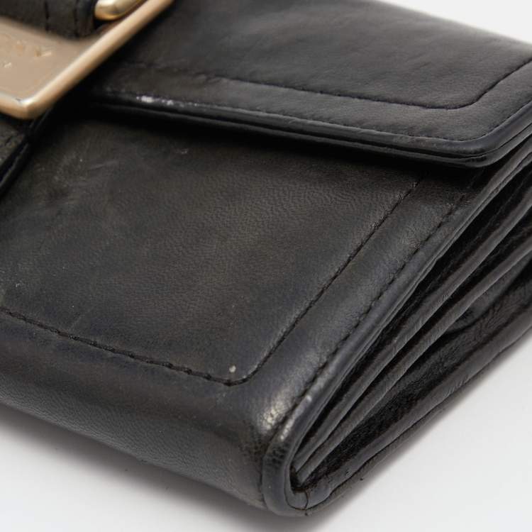 Pre Owned Givenchy Deep Green Leather Flap Continental Wallet