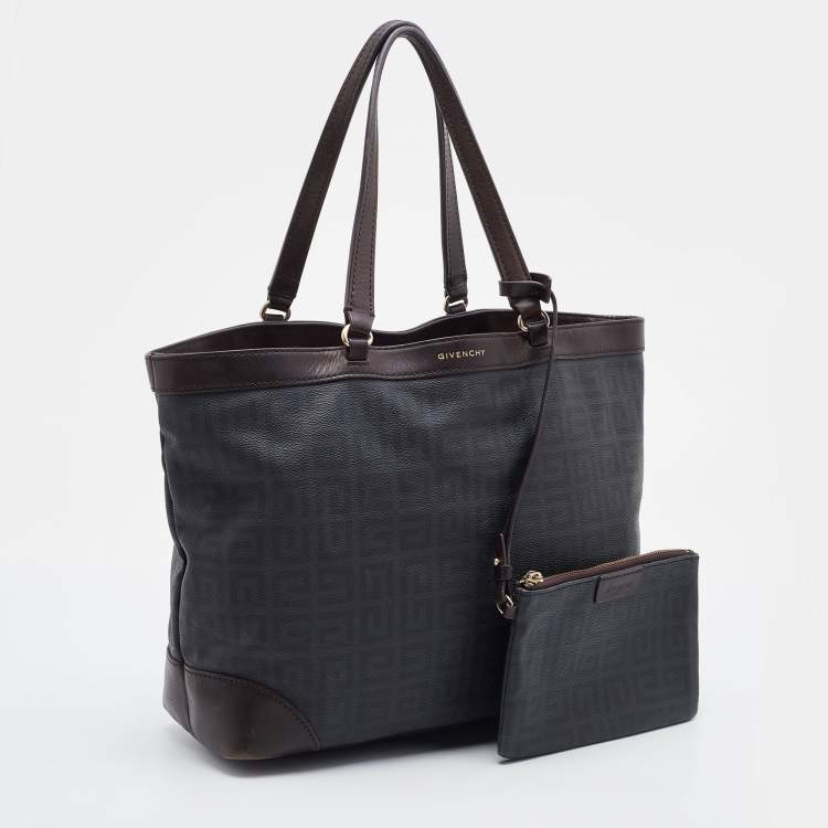 Pre Owned Givenchy Grey/Brown Monogram Coated Canvas and Leather Tote