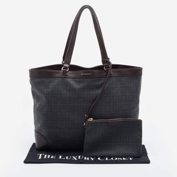 Pre Owned Givenchy Grey/Brown Monogram Coated Canvas and Leather Tote