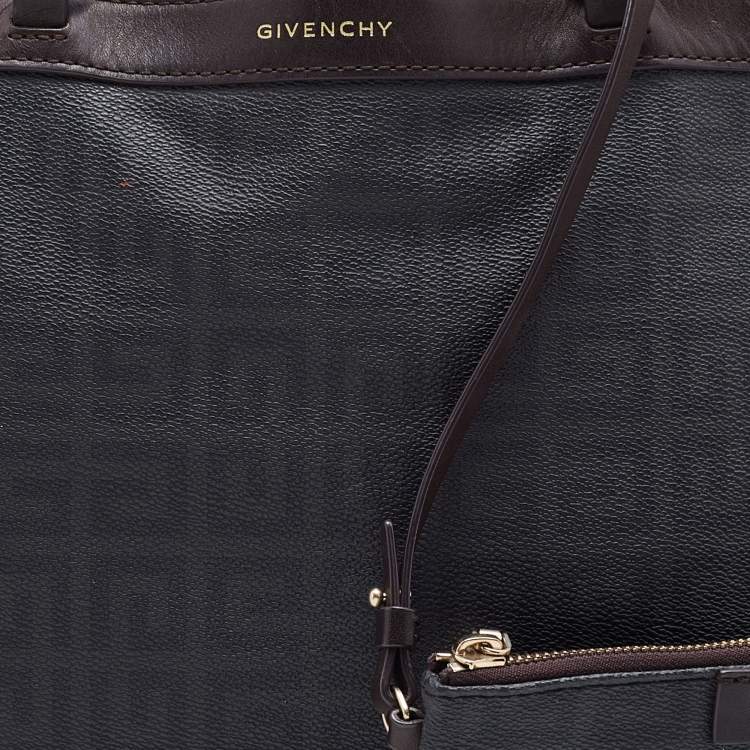 Pre Owned Givenchy Grey/Brown Monogram Coated Canvas and Leather Tote