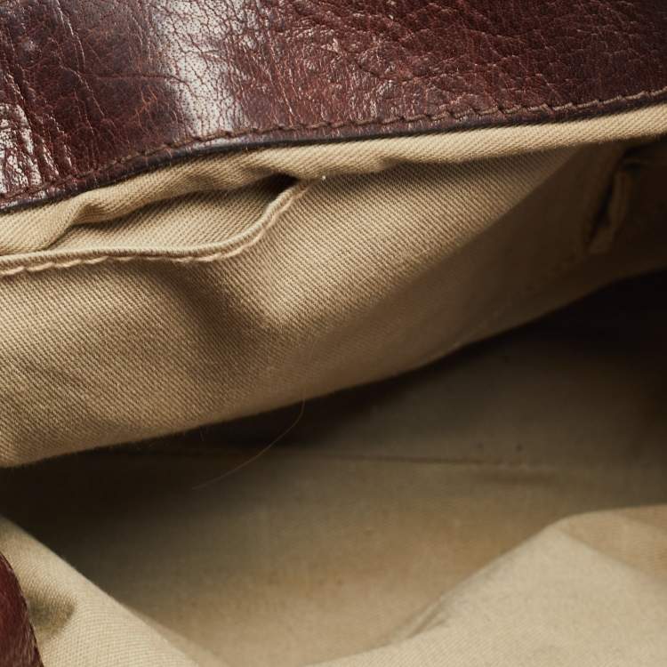 Pre Owned Givenchy Dark Brown Leather Buckle Flap Top Handle Bag