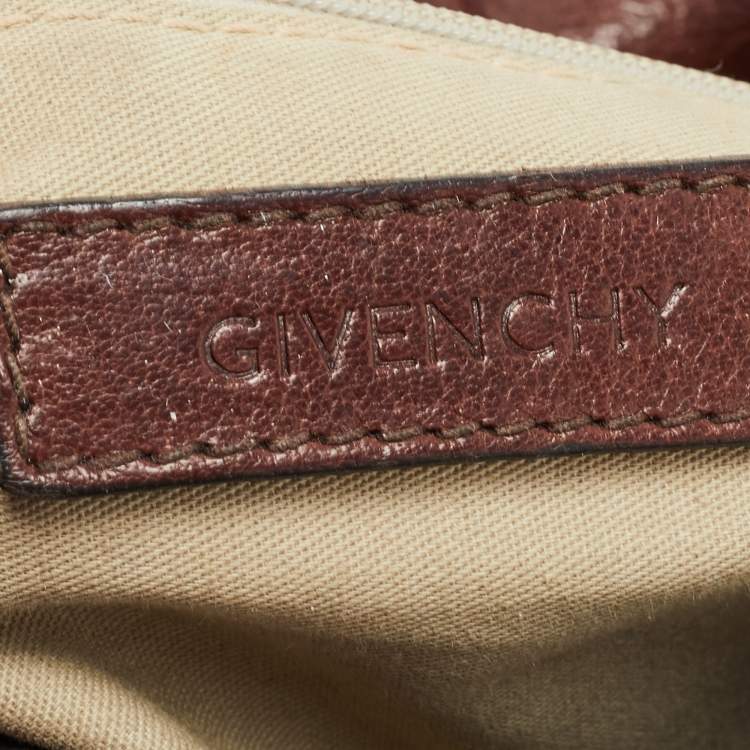 Pre Owned Givenchy Dark Brown Leather Buckle Flap Top Handle Bag
