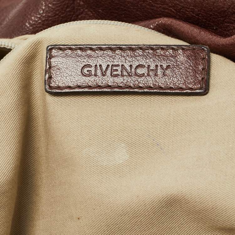Pre Owned Givenchy Dark Brown Leather Buckle Flap Top Handle Bag