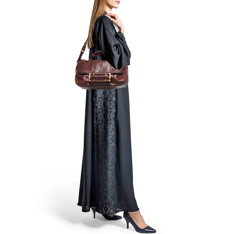 Pre Owned Givenchy Dark Brown Leather Buckle Flap Top Handle Bag