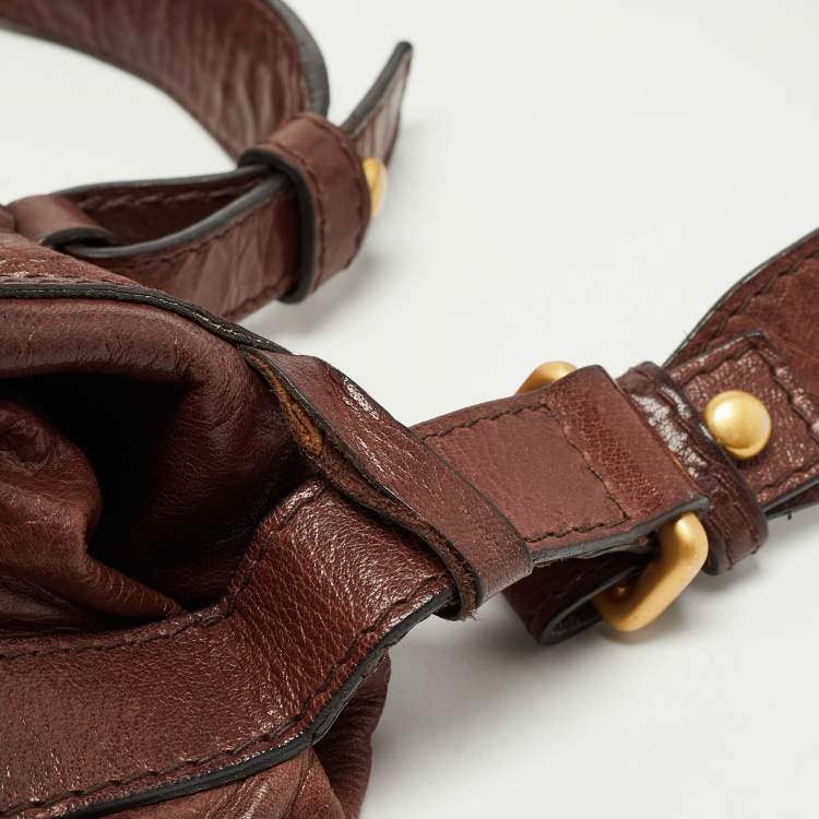 Pre Owned Givenchy Dark Brown Leather Buckle Flap Top Handle Bag