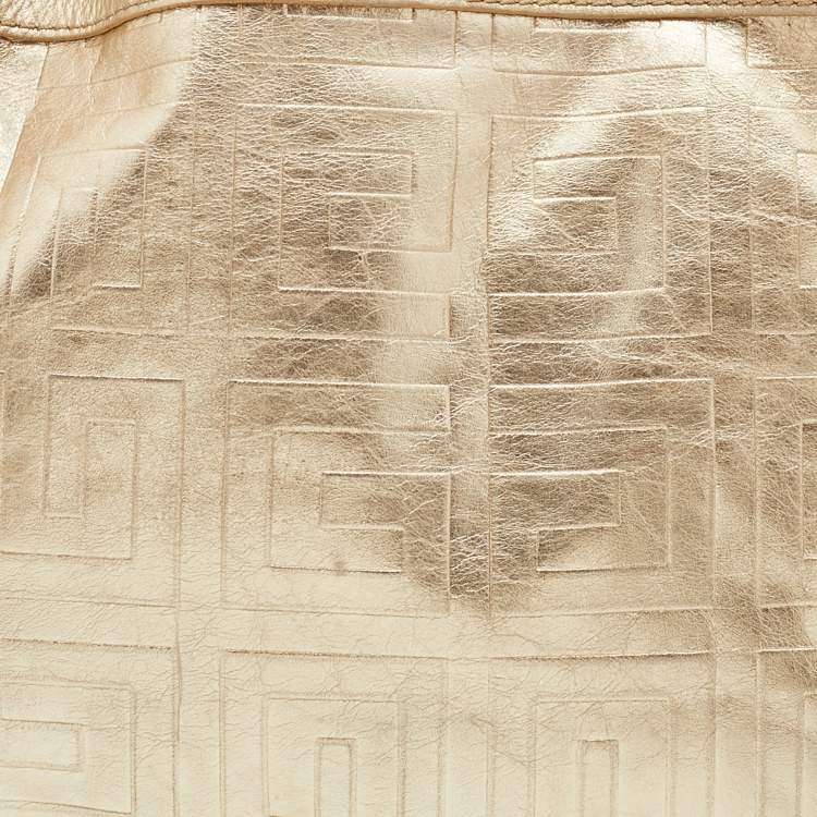 Pre Owned Givenchy Gold Monogram Leather Hobo