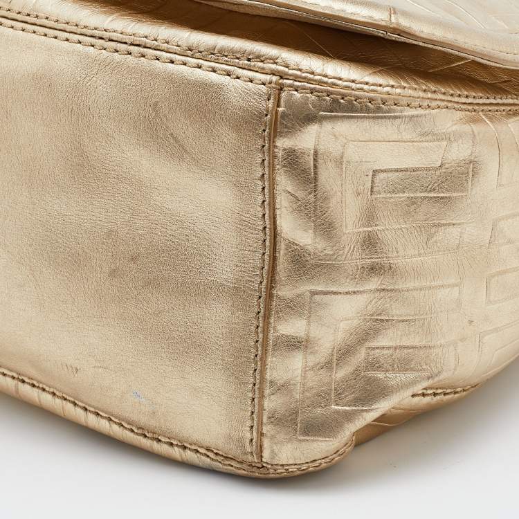 Pre Owned Givenchy Gold Monogram Leather Hobo