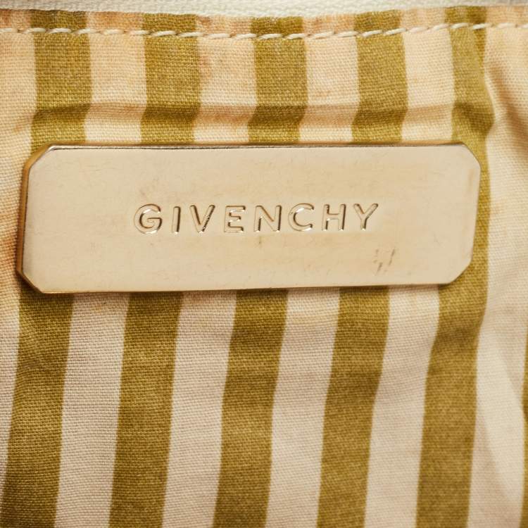 Pre Owned Givenchy Beige Embossed Leather Braided Handle Tote