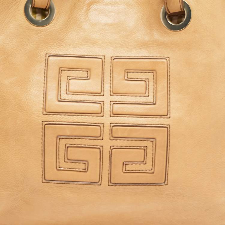 Pre Owned Givenchy Beige Embossed Leather Braided Handle Tote
