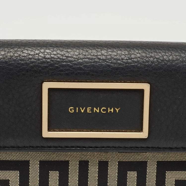 Pre Owned Givenchy Black Monogram Canvas and Leather Flap Continental Wallet