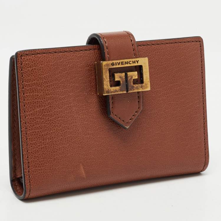 Pre Owned Givenchy Brown Leather GV3 Card Holder