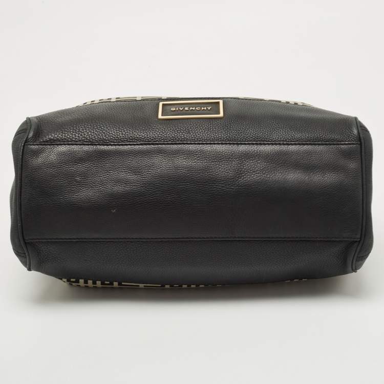 Pre Owned Givenchy Black/White Monogram Canvas and Leather Double Zip Tote