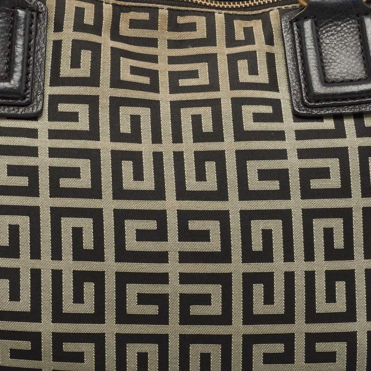 Pre Owned Givenchy Black/White Monogram Canvas and Leather Double Zip Tote