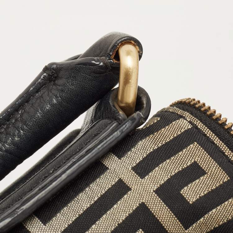 Pre Owned Givenchy Black/White Monogram Canvas and Leather Double Zip Tote