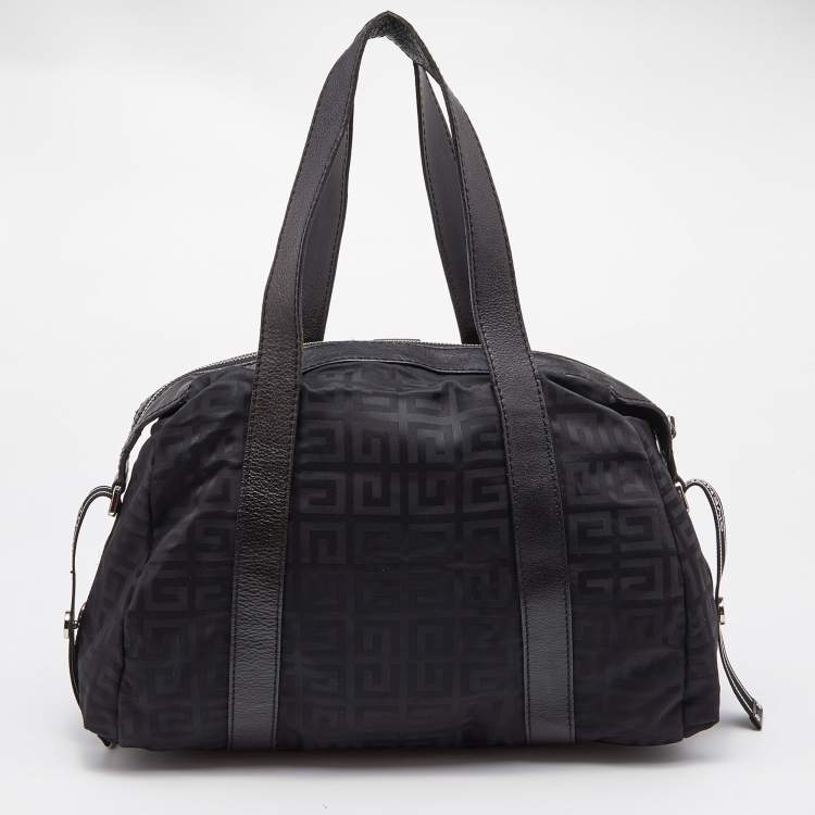 Pre Owned Givenchy Black Signature Nylon and Leather Zip Satchel
